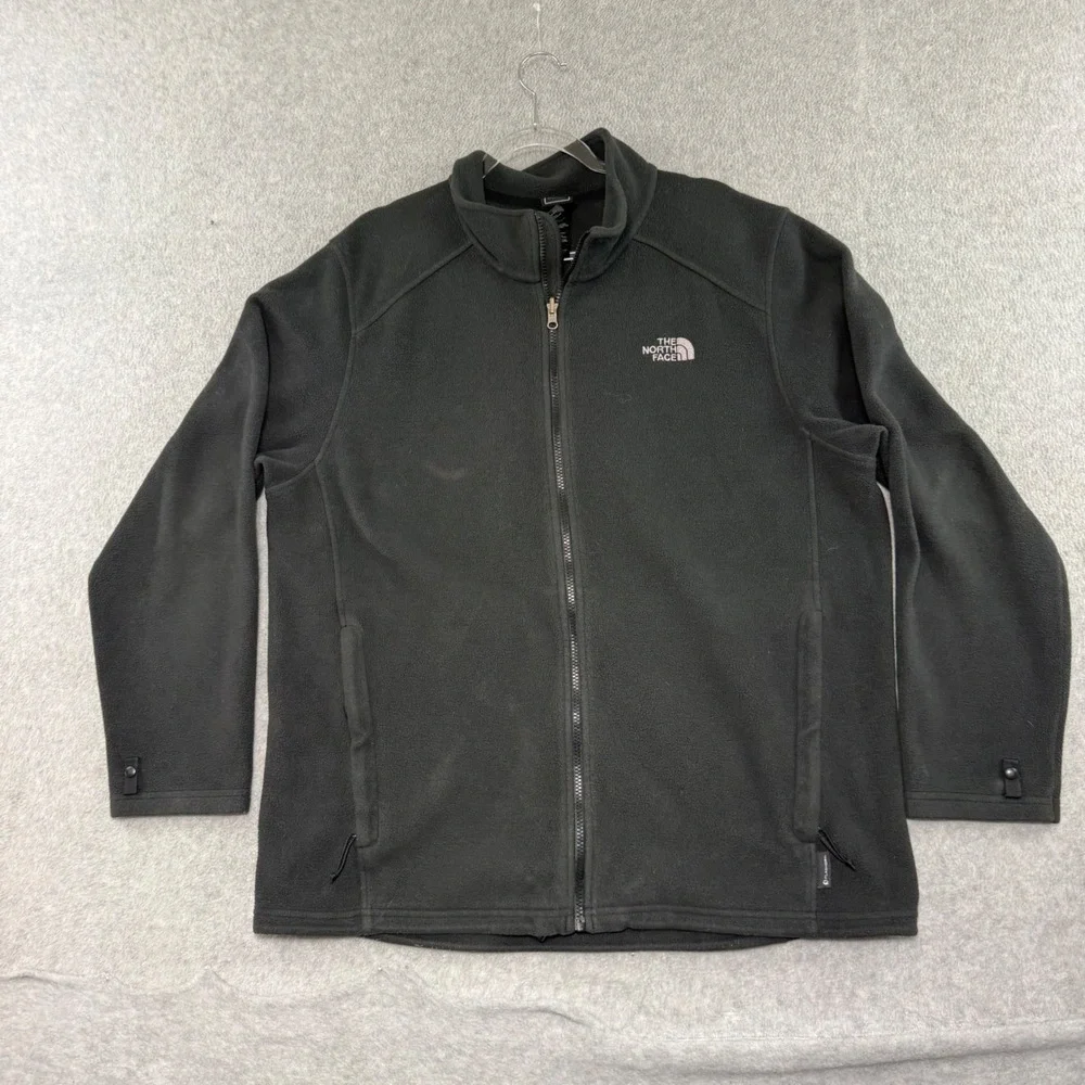 The North Face Fleece Jacket Mens XL Black Full Zip Embroidered Logo Outdoor